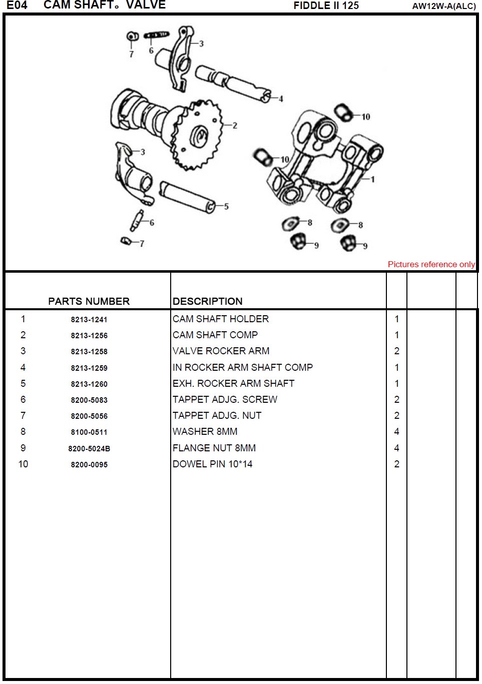 SYM Fiddle II 125 Cam Shaft